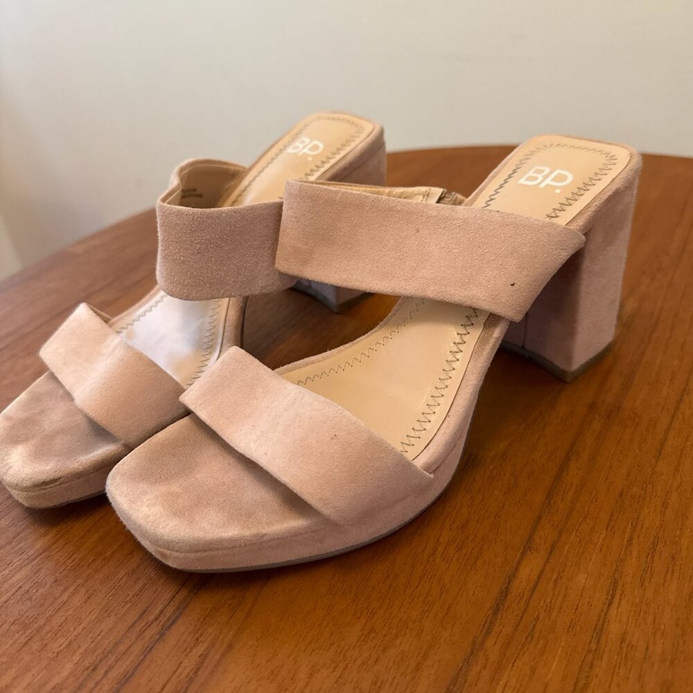 BP Karly Platform Suede Slide Block Heels Size 6